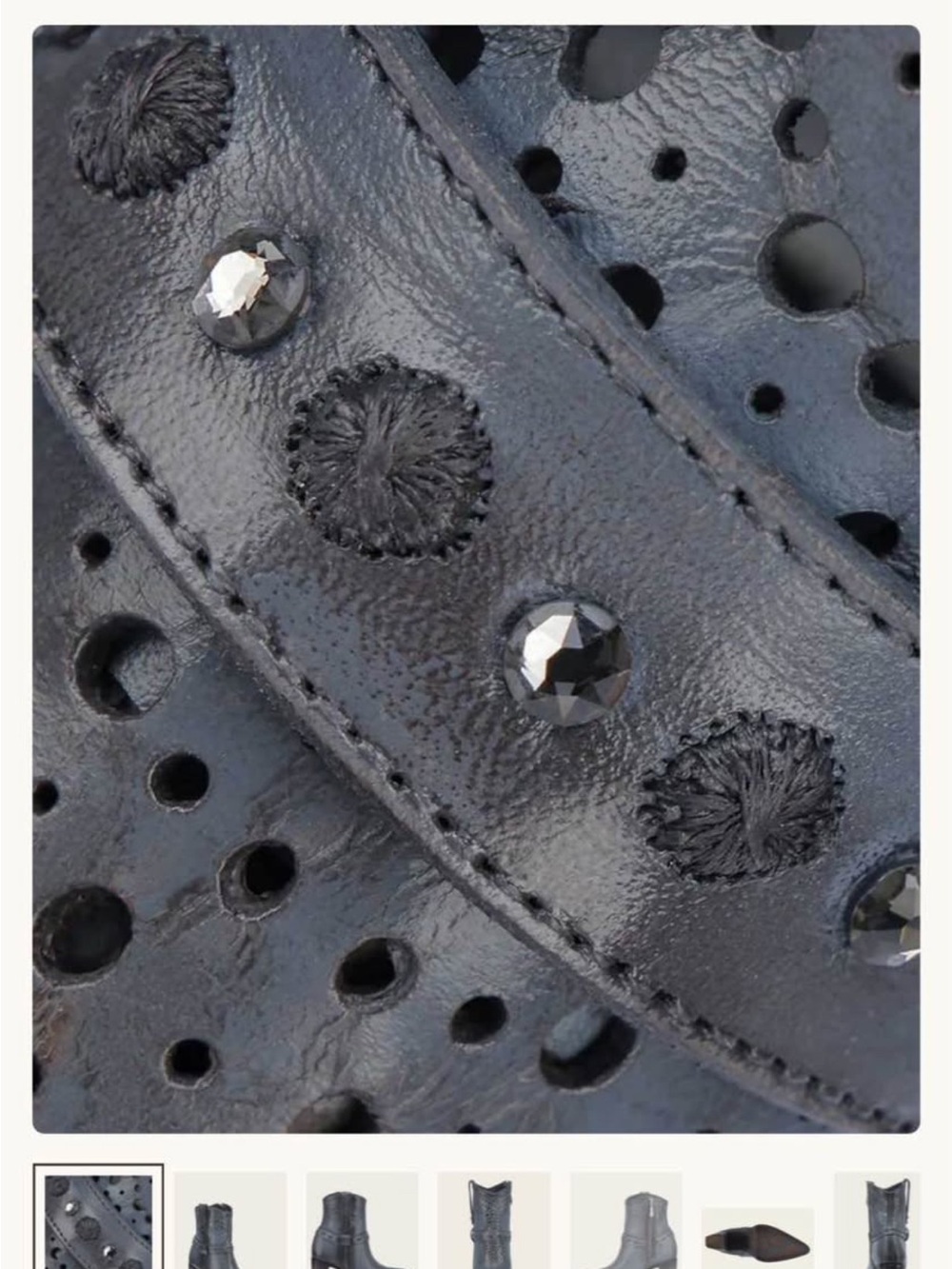 Cuadra Stud-Embellished Pointed-Heel Mid-Calf Boot - Black - Picture 3 of 5